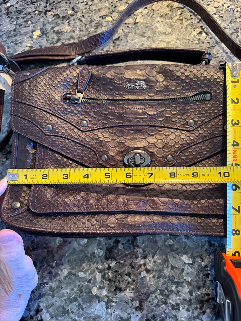 Coach Rhyder Python Embossed Leather Messenger Bag. NWT